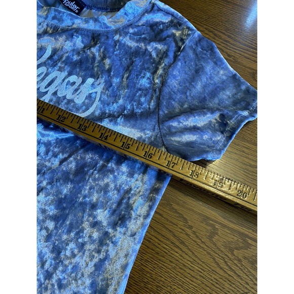 Popular Sports LAS VEGAS Lavender Crushed Velvet Belly Shirt Dancer Sz Sm EUC - Picture 5 of 7